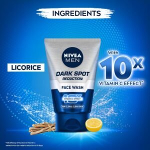 NIVEA MEN Dark Spot Reduction Face Wash With Ginko and Ginseng Extracts for Clean, Healthy & Clear Skin in Summer With 10 X Vitamin C